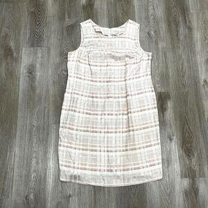 Vintage 80s Liz Claiborne Lot Plaid White / Pink Dress Women's Size 16